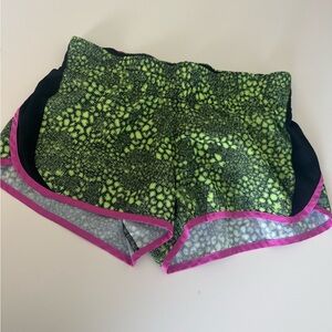 Nike Green and Black Athletic Shorts with Curved Hems